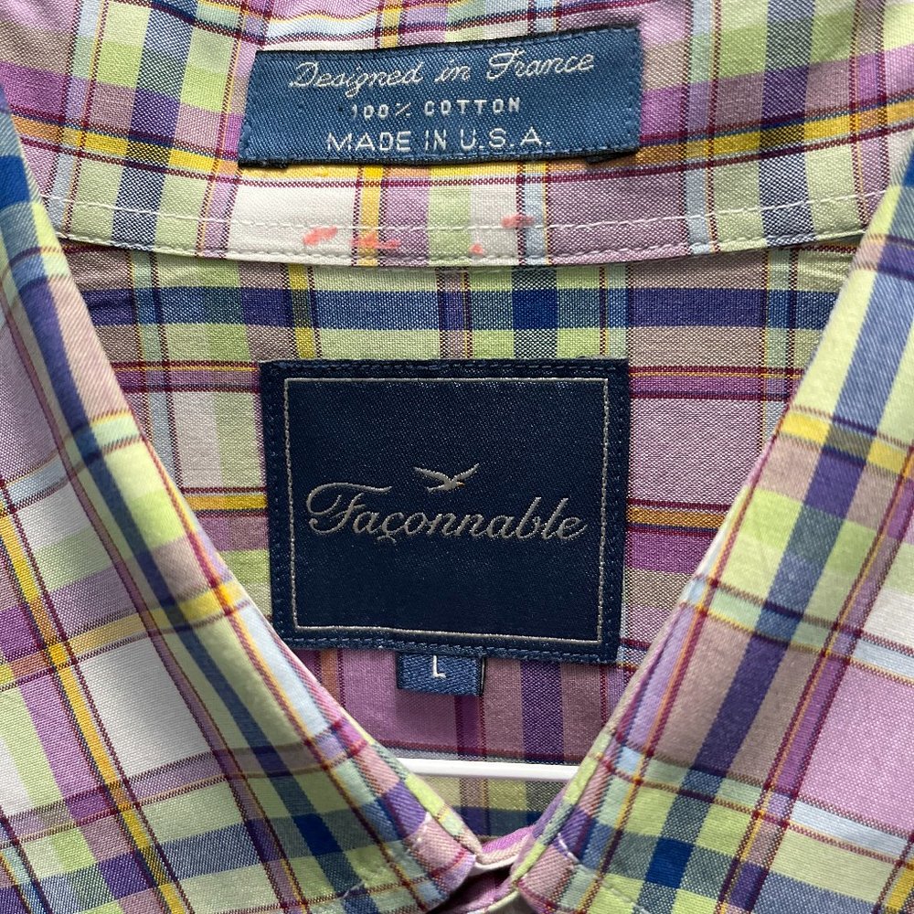 Faconnable Men's Plaid Button-down Shirt - L